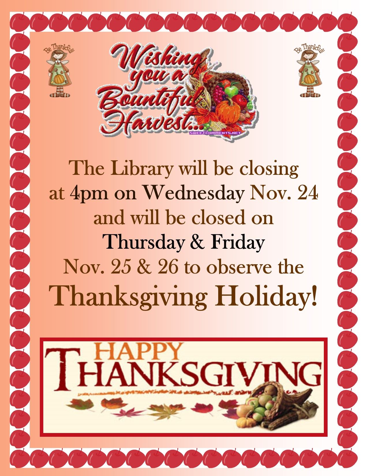 thanksgiving hours
