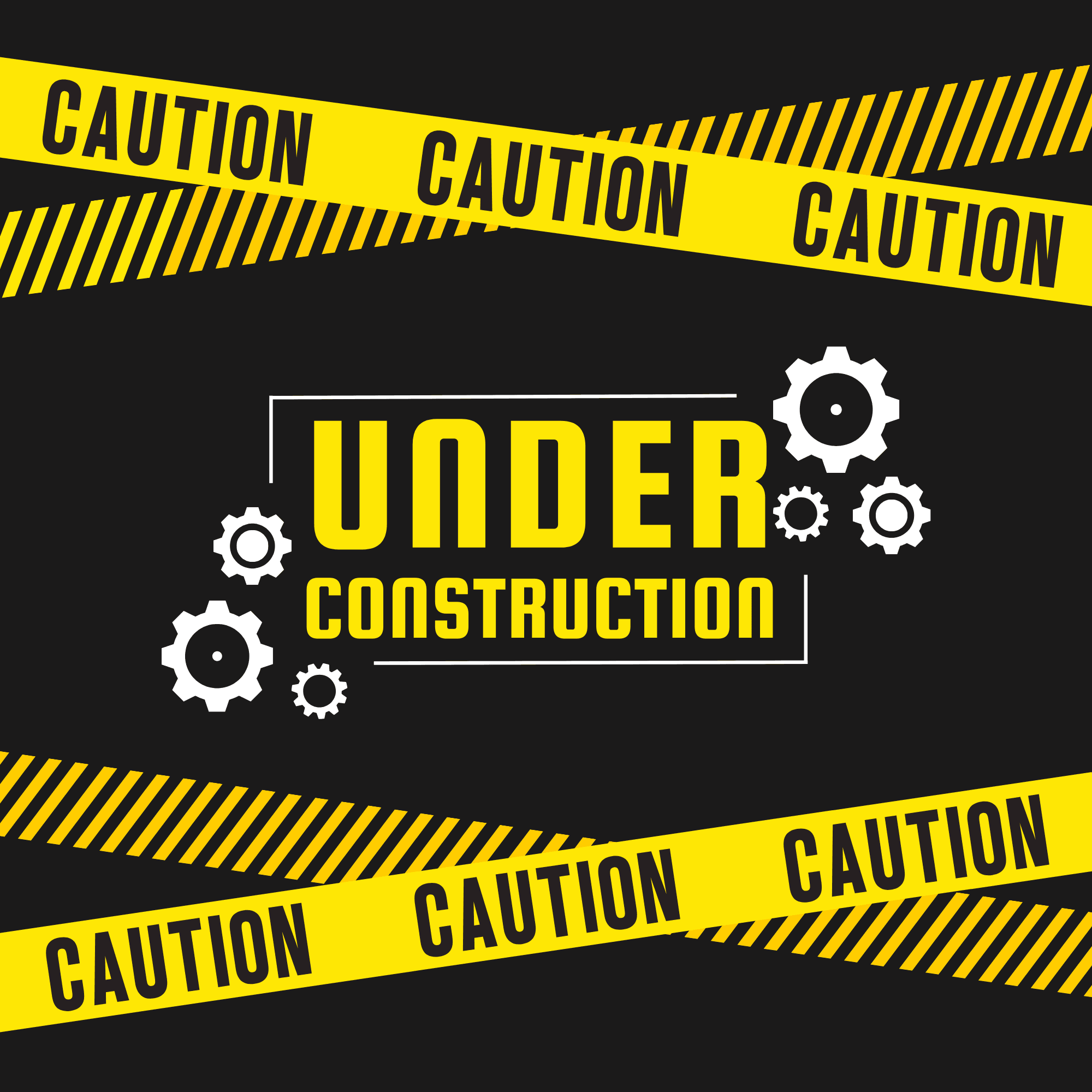 Black Yellow Modern Caution Under Construction Floor Decal
