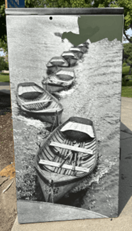 Box wrapped in historical image of Liberty Lake.