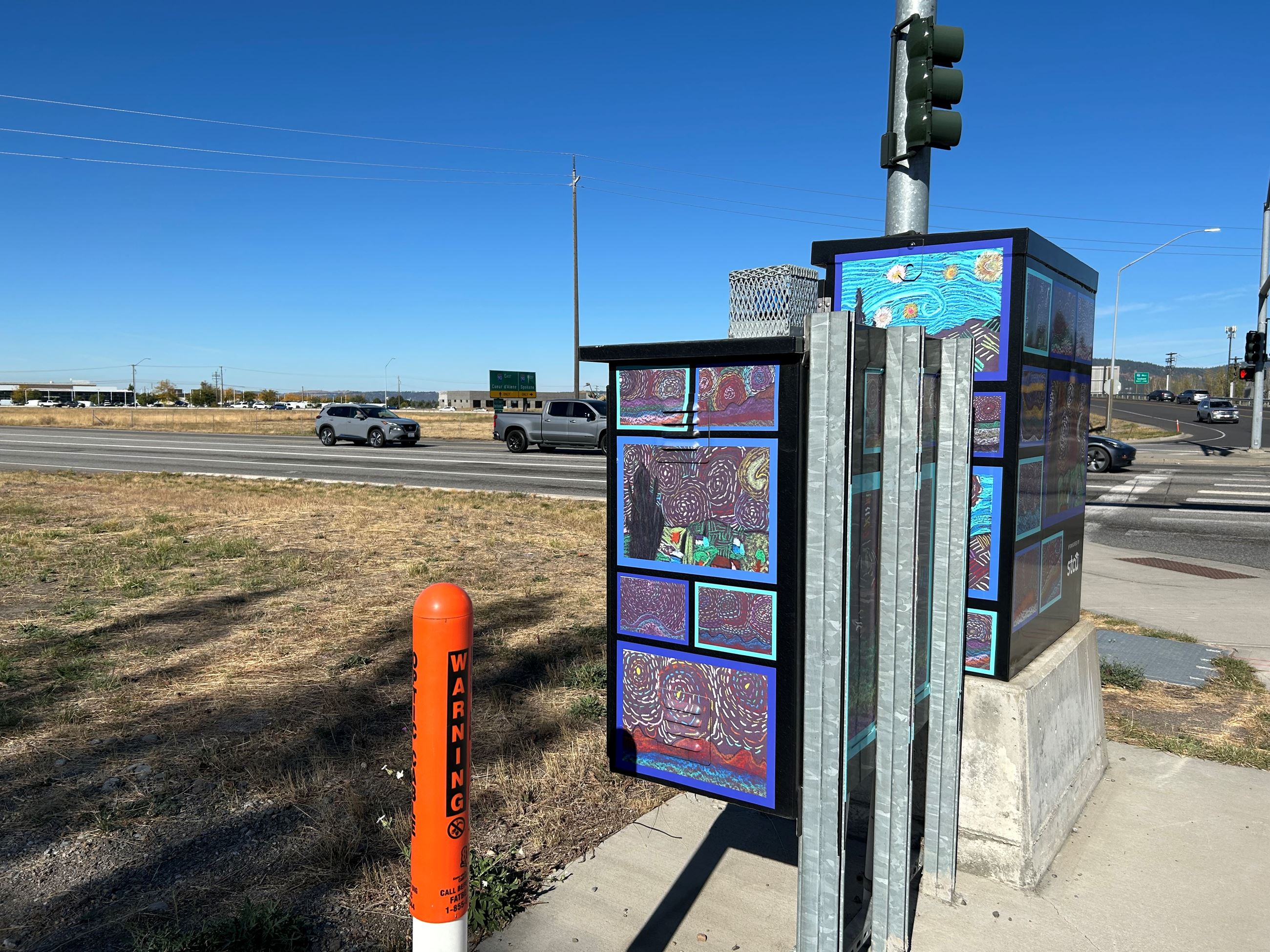 Image of a wrapped Signal Box with Starry Night Images