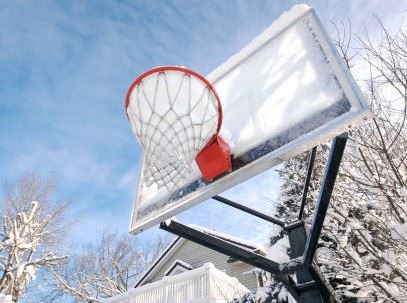 Snowy basketball hoop