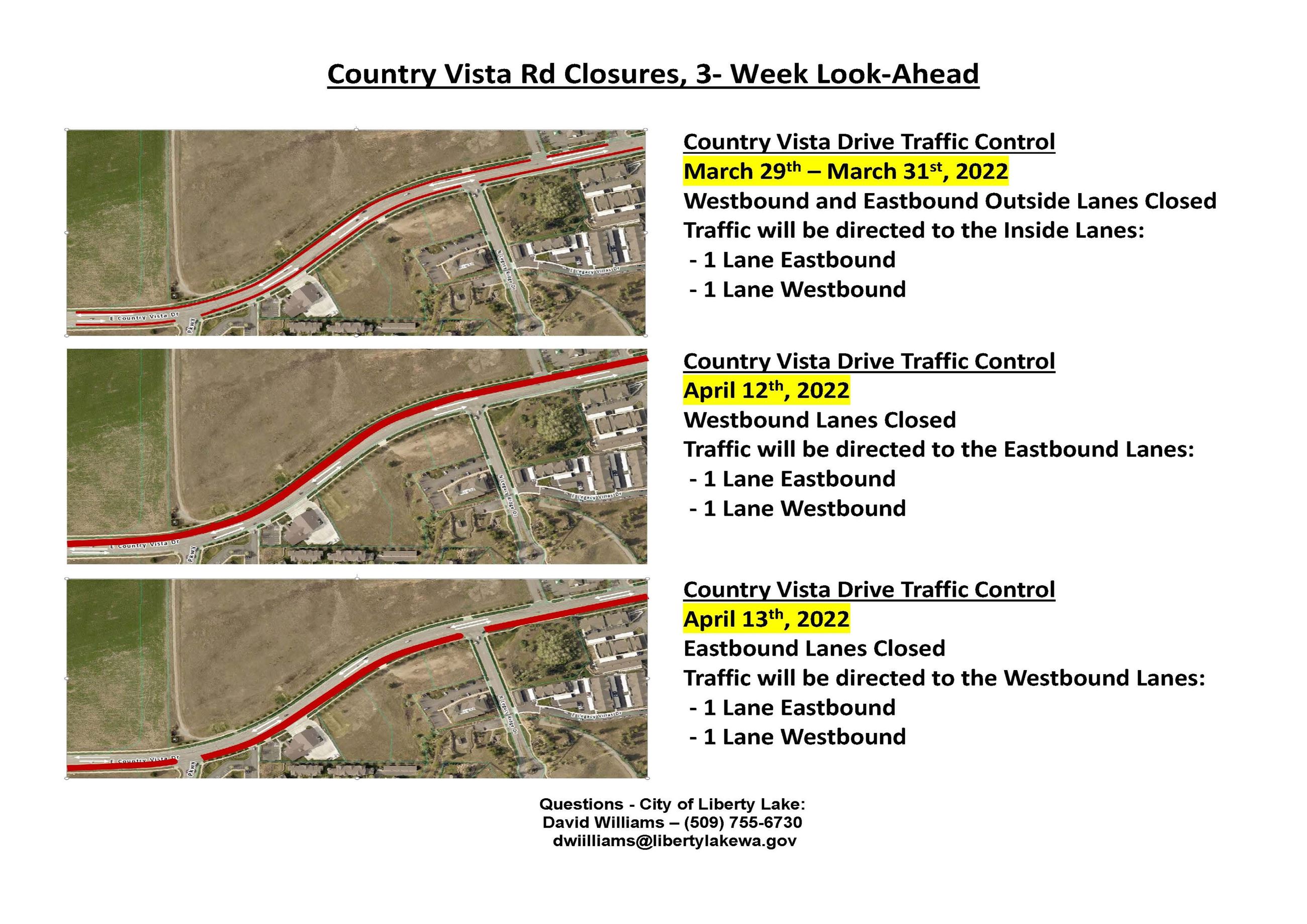 Country Vista Road Closures - 3-Week Look Ahead 03252022 - Option A